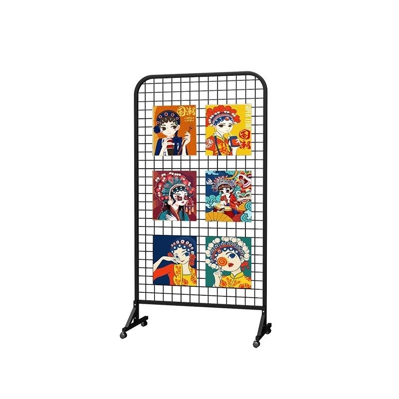 幼儿园作品展示架铁网格网绘画书法展览架摄影画展折叠网格展示架
