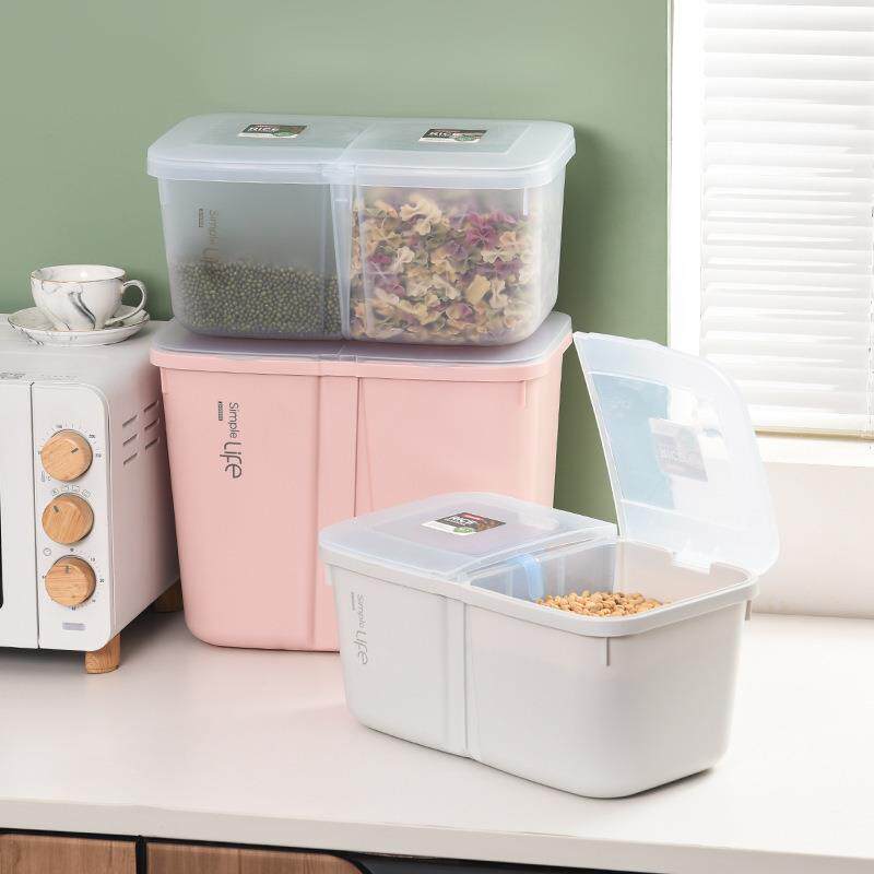 米面二合一桶米桶家用20斤防虫防潮密封分隔收纳箱面粉桶储存罐五