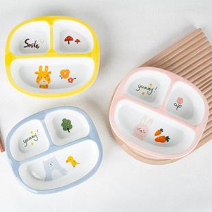 可爱宝宝分格餐盘吃饭碗家用水果盘耐摔卡通饭盘 卡通儿童餐具套装