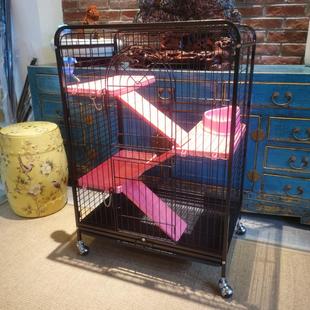 家用豪华龙猫雪貂笼钢管方管笼高级笼子小猫四层小别墅猫笼D800