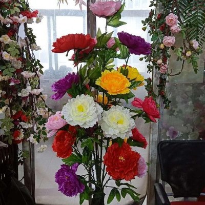 仿真牡丹花植物假树盆栽室内客厅摆件落地假花落地花卉摆设盆景花