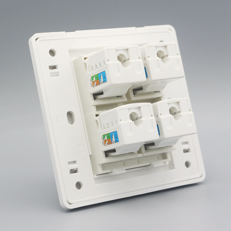 口六类网线插座位电脑开关四口网络面板8型网络模块墙壁信息孔