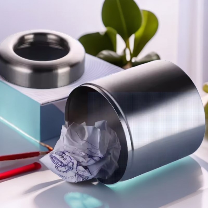 厂家直销 304不锈钢垃圾桶 卫生桶 桌上梳妆台用废纸篓 圆孔 磨砂