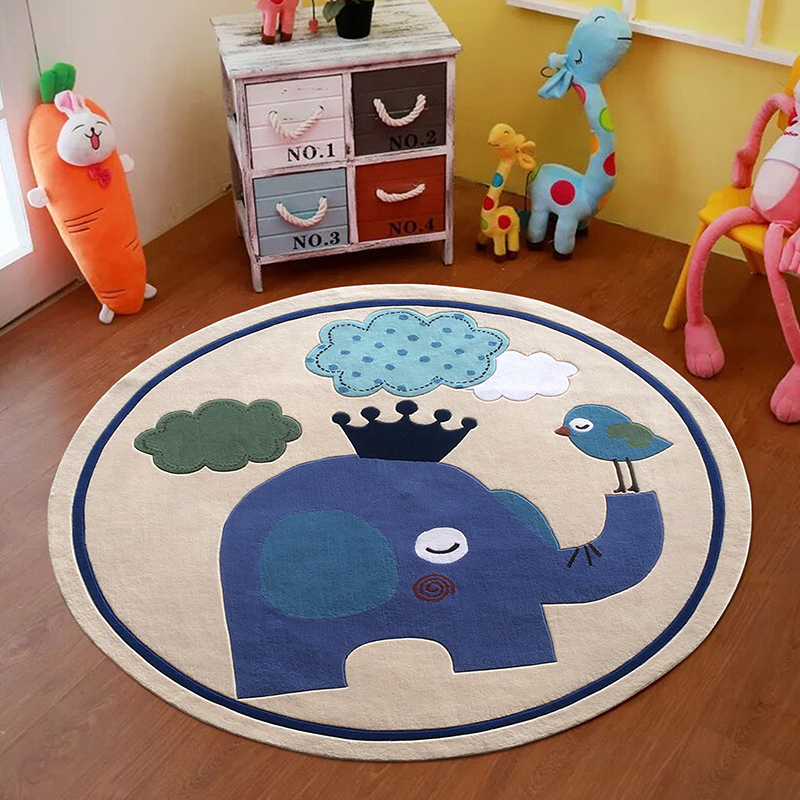 圆形地毯儿童卡通现代客厅卧室吊蓝转椅垫电脑椅垫床边地毯