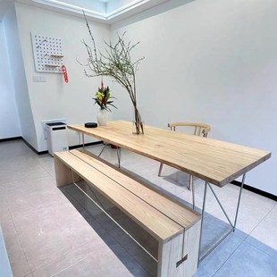 侘寂风工作会议桌长桌创意设计感办公桌书桌现代实木餐桌茶桌