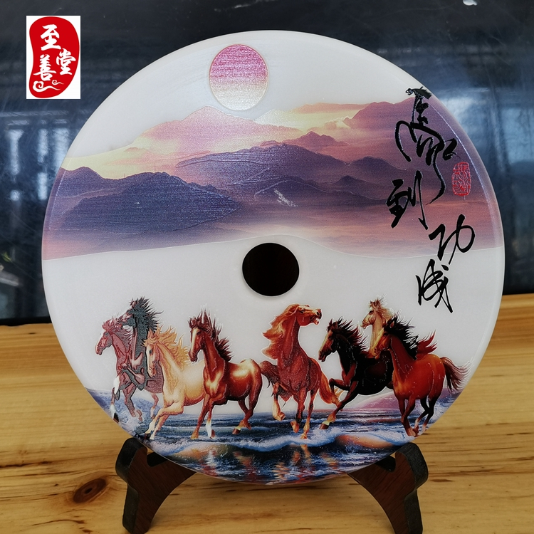 玉石原石玉器阿富汗白玉和氏璧平安扣摆件马到成功八骏图