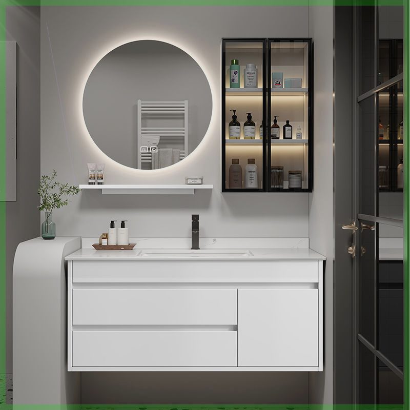 定制岩板浴室柜7/77厘米87/97cm107/117公分洗手洗脸陶瓷一体盆