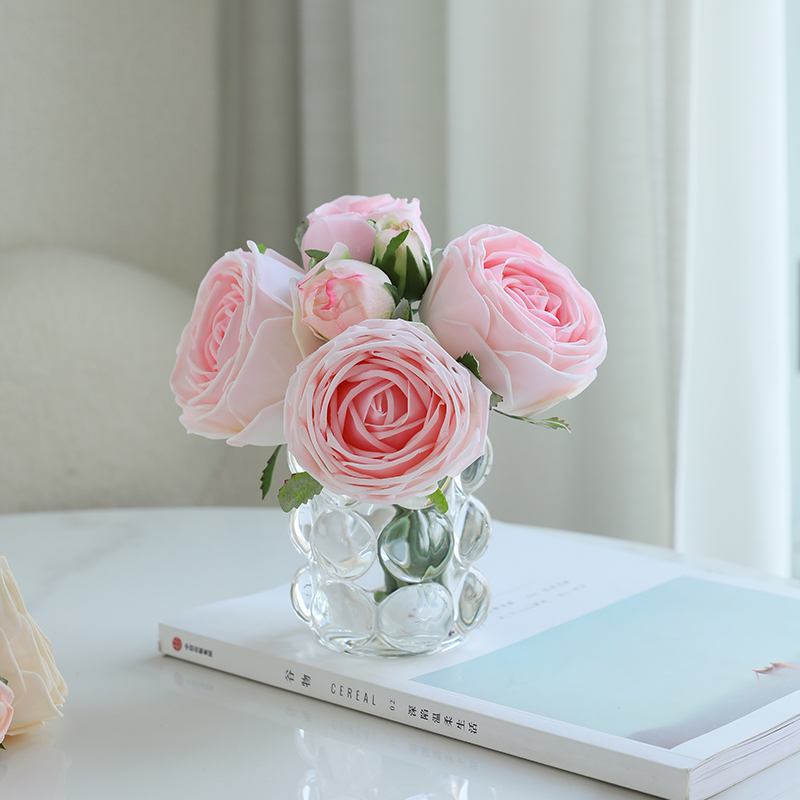 保湿玫瑰花仿真花假花摆设客厅餐桌装饰花束卫生间迷你桌面小摆件
