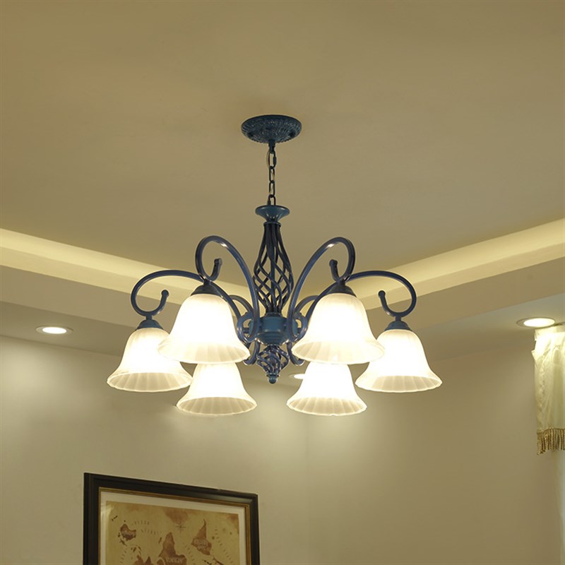 地中海吊灯客厅灯卧室灯田园风格蓝色灯饰灯具简欧铁艺工程灯