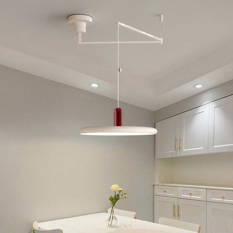 法式摇臂餐厅吊灯现代设计师飞碟餐桌可移动移位饭厅吧台灯具