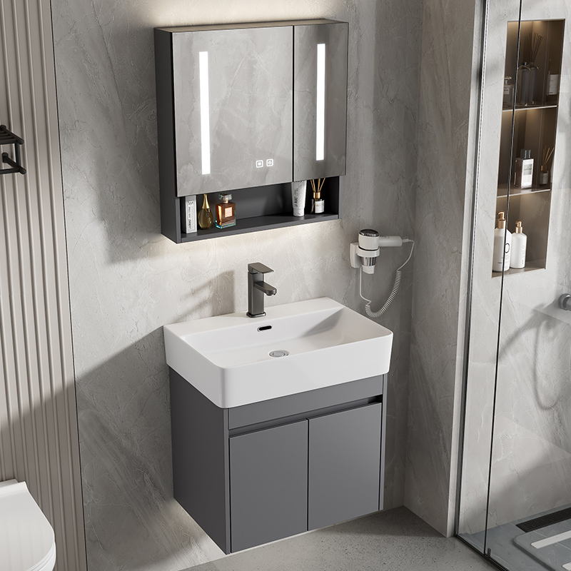 小户型浴室柜现代陶瓷一体洗脸盆吊柜卫生间家用洗漱池盆