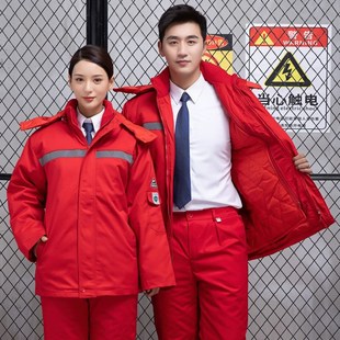 加油站工作服冬装加厚棉衣加气站化工棉服石化石油防静电棉袄