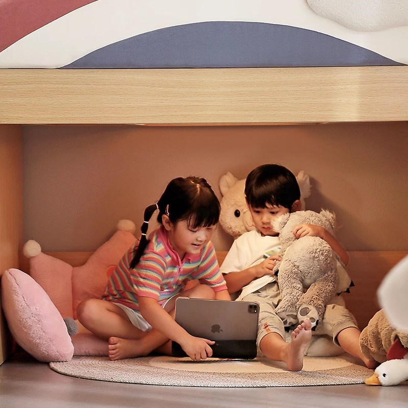 安兰图儿童床小户型带书桌多功能儿童半高床1.2m单人床衣柜床一体