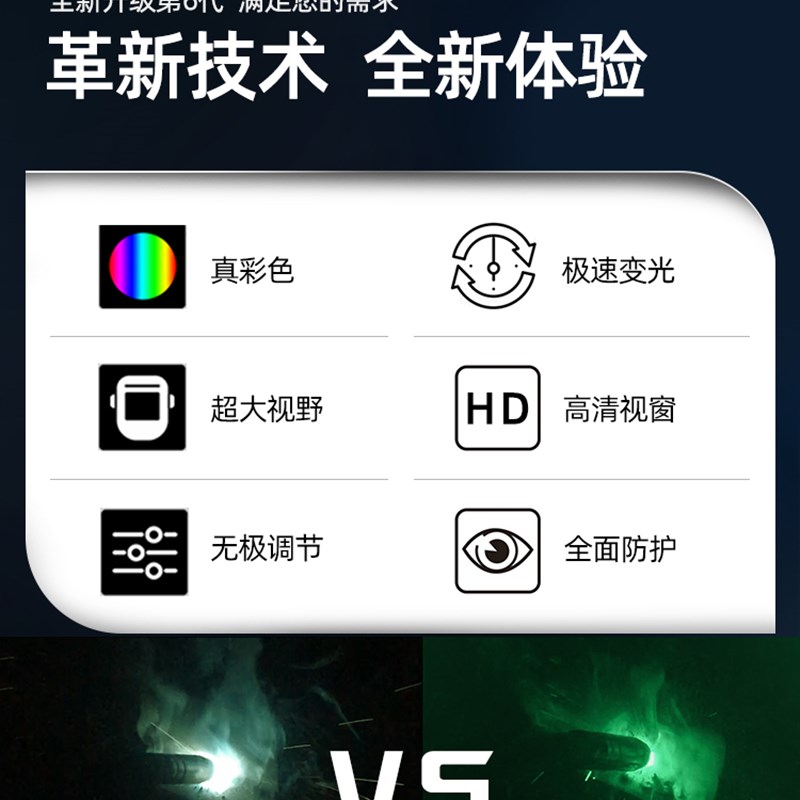 凯格瑞电焊工防护面罩专用头戴式翻盖全自动变色变光镜片氩弧焊帽