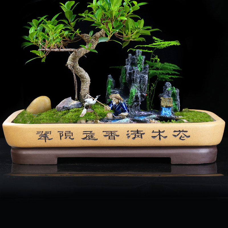 长款花盆阳台长条长方形中国风家用透气假山吸水石紫砂盆景盆特大