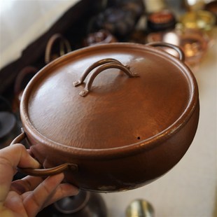 手工铜锅铜火锅寿喜锅铜汤锅家用带盖云南铜锅纯紫铜锅鹤庆铜锅