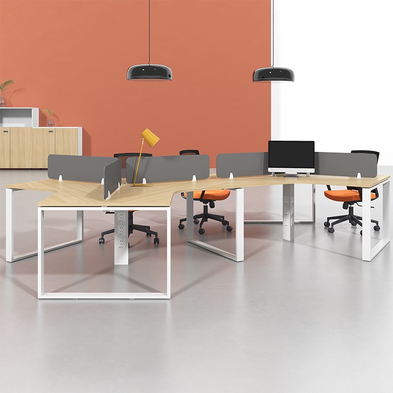 异形办公桌椅现代办公室家具多人电脑桌子钢架工位职员桌