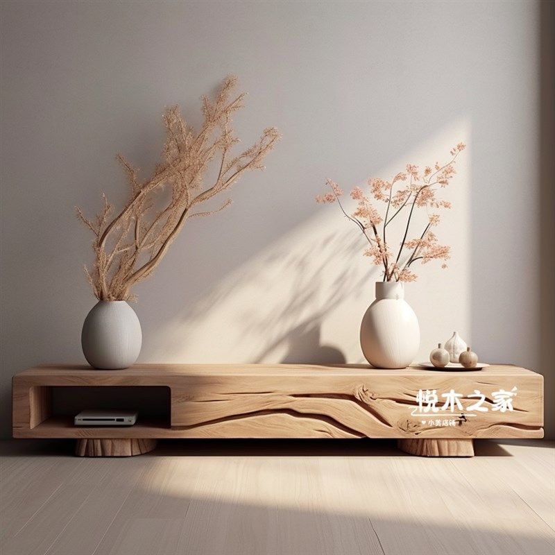 复古实木电视柜小户型客厅家用落地边柜侘寂风物柜,住宅家具,电视柜,淘宝优惠券,粉丝福利购,淘宝优惠卷