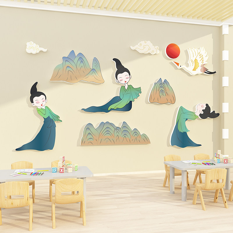 高端幼儿园墙面装饰环创设题半成品境布置材料文化楼梯走廊国风,家居饰品,文化墙贴,淘宝优惠券,粉丝福利购,淘宝优惠卷
