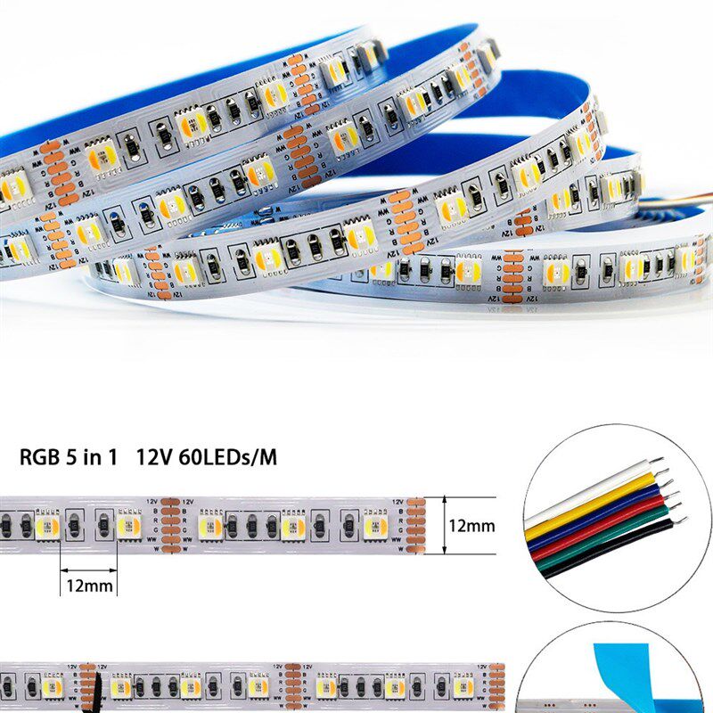 智能RGBCW LED灯带五合一RGBT七彩白暖色温mmmm自粘灯条