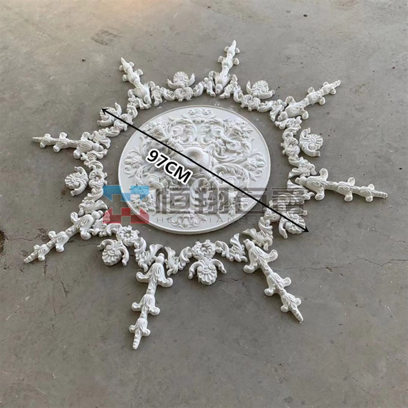 石膏灯盘吊顶法式灯池欧式石膏线条角花壁花天花仿PU恒翔装饰雕花
