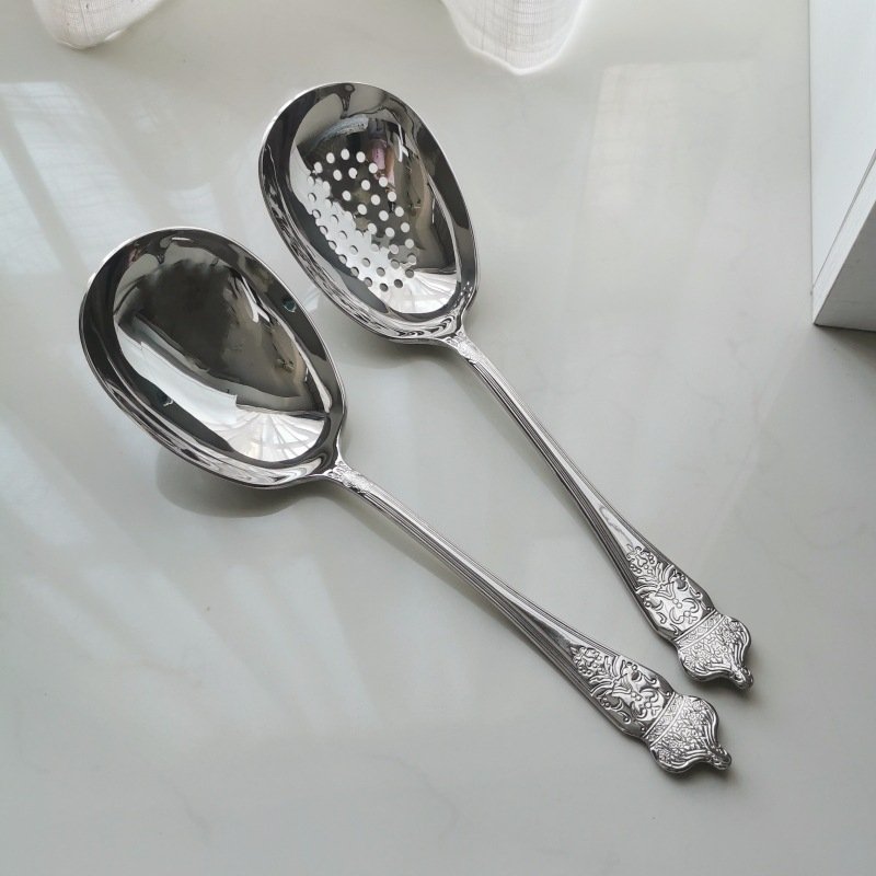 18/10不锈钢长柄鹅蛋勺加厚大汤勺汤壳粥勺盛米面粉勺漏勺火锅勺