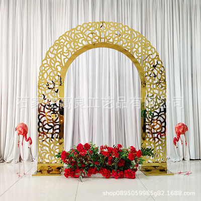 婚庆不锈钢雕花拱门浪漫鲜花宴会桁架婚礼拱形门