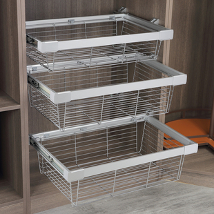 衣柜拉篮抽屉式 架伸缩衣柜家用衣帽间抽推收纳架储物篮五金配件 裤