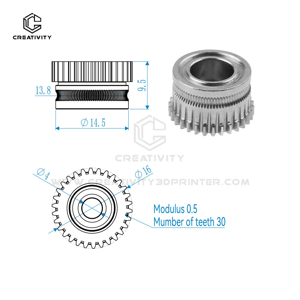 K1/K1C/Ender3V3双齿轮挤压套件升级硬化钢合金齿轮3D打印机配件