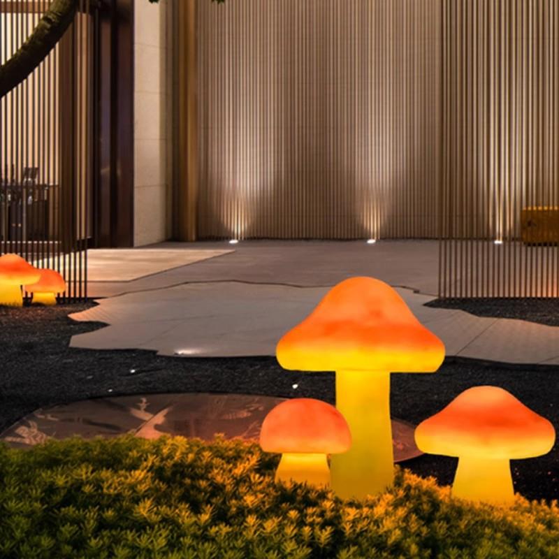 仿真发光蘑菇户外庭院灯防水玻璃钢园林花园装饰景观灯室外草坪灯