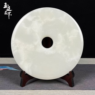 玉石平安扣家居客厅酒柜玄关和氏璧乔迁摆饰装饰雕刻玉壁摆设