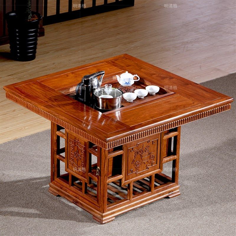 红木茶桌椅梨木刺猬紫檀茶台两用客厅家用全实木功夫茶几,住宅家具,茶几,淘宝优惠券,粉丝福利购,淘宝优惠卷