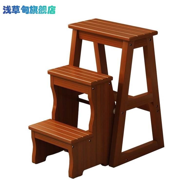 实木梯子家用折叠多功能三步梯室内楼梯登高凳踏步台阶梯子凳