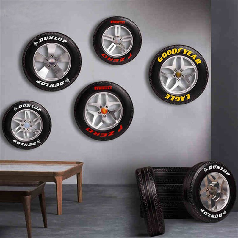 工业风复古怀旧立体铁艺轮胎酒吧网咖餐厅墙壁墙面背景墙装饰挂件