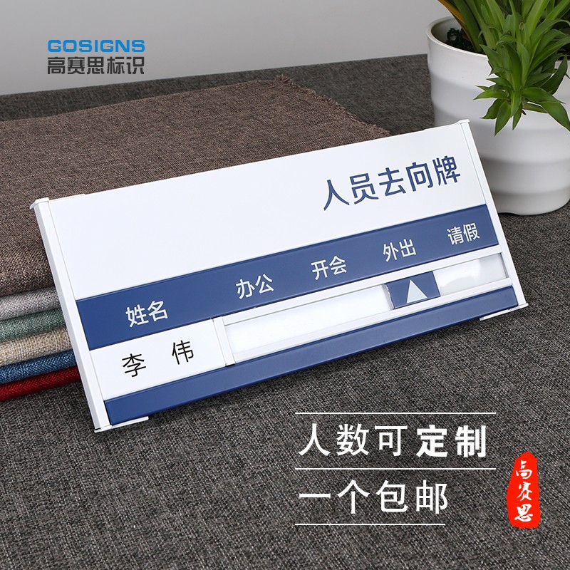 工作人员在岗指示牌 考勤动向告知牌 可更换式去向牌铝合金 定制