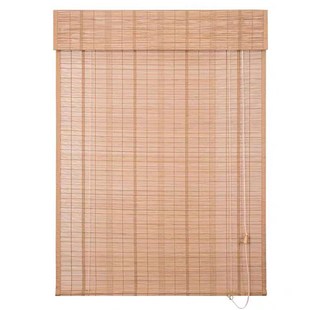 印画竹帘牡丹新卷帘竹窗帘拉绳升降茶室客厅装饰遮光隔断