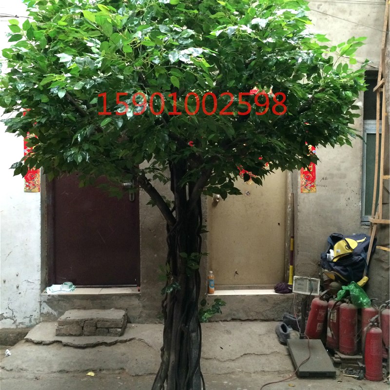 假树新款落地花艺榕树仿真客厅植物装饰酒店大厅布景实木树干订做