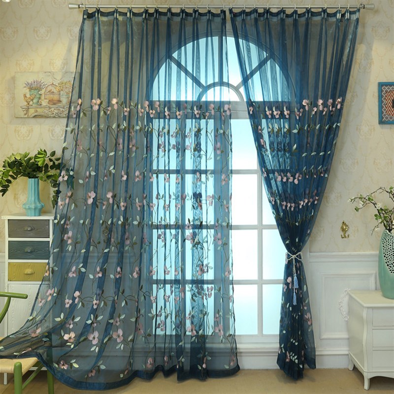 田园风格新婚 喜庆婚房大红高档刺绣牡丹花纱帘 客厅卧室窗纱