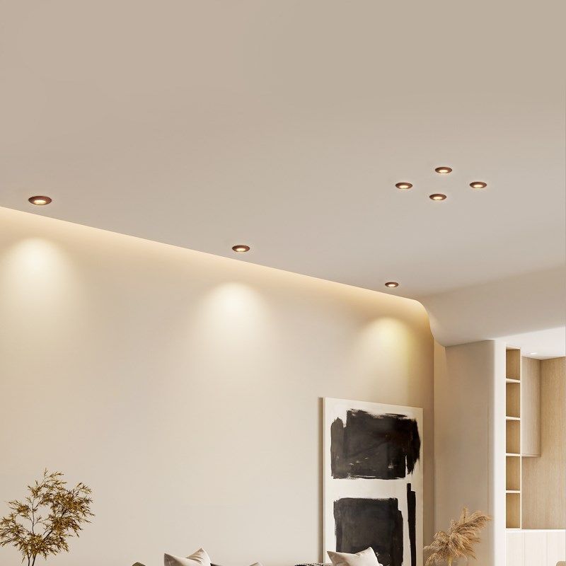 筒灯嵌入式客厅led天花灯胡桃木吊顶射灯走廊过道中式复古无灯