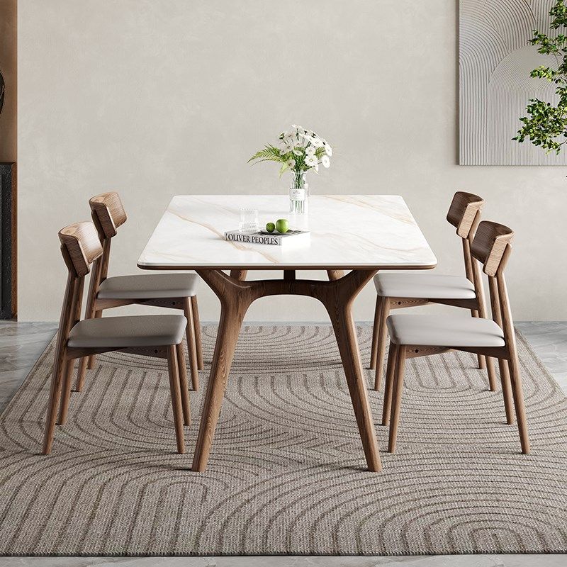 实木岩板餐桌家用小户型意式极简奶油风白蜡木长方形餐桌餐椅,住宅家具,岩板餐桌,淘宝优惠券,粉丝福利购,淘宝优惠卷