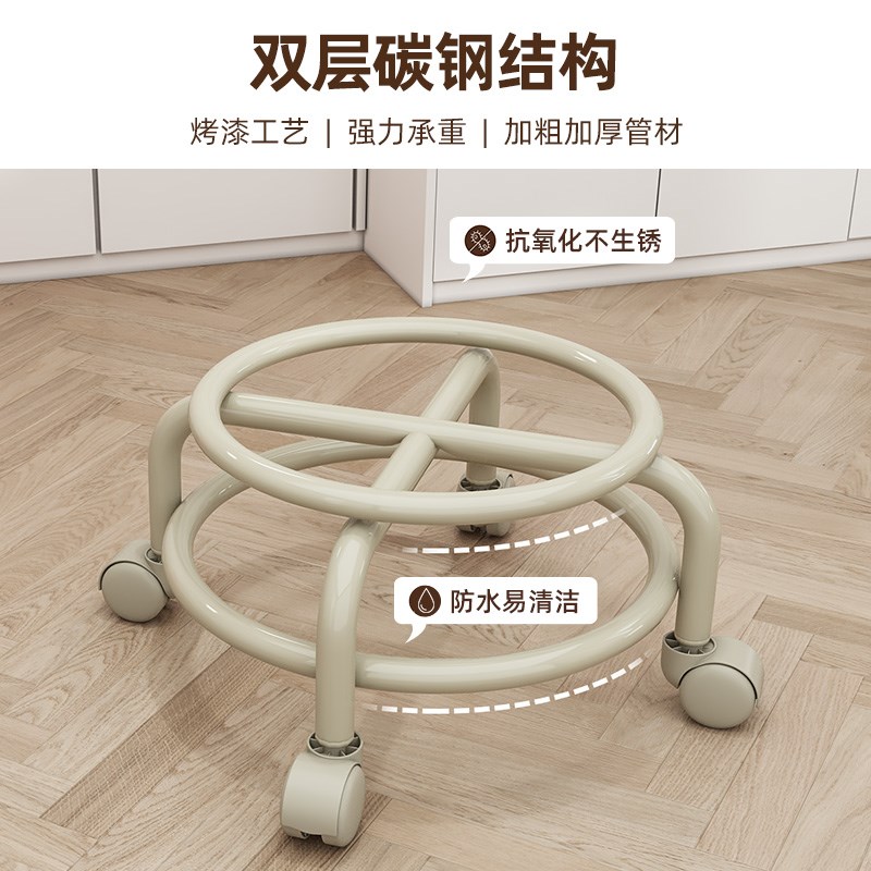 万向轮小滑轮矮凳家用带轮板凳懒人带娃靠背椅门口换鞋凳