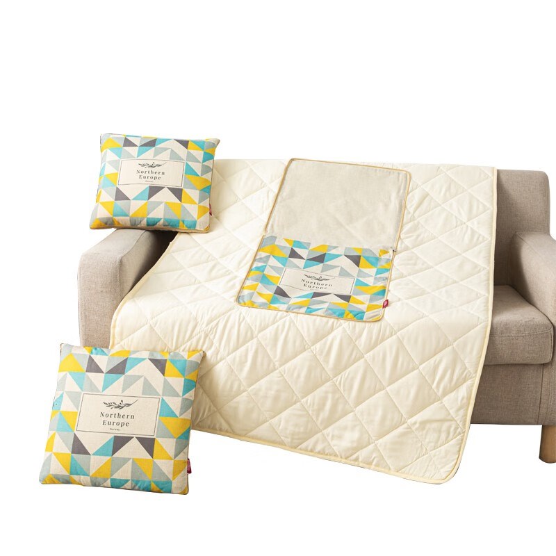 芳恩家纺苏绣竹麻抱枕被数码印花亚麻靠垫被FN-R7002活动礼品定制