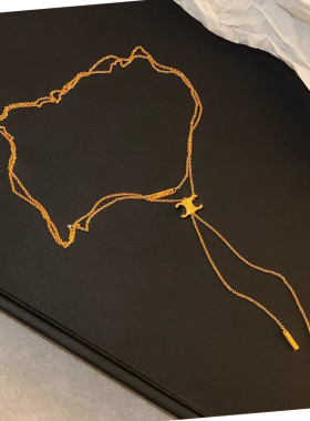 百搭金色凯旋门钛钢毛衣链