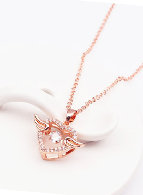 轻奢金色天使翅膀微镶锆石锁骨链