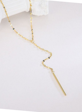 简约金色钛钢男女通用长款锁骨链