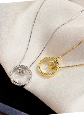 轻奢小众钛钢双色圆环锁骨链女