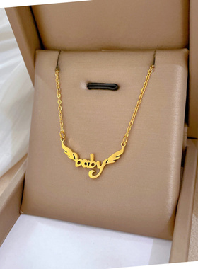 金色天使翅膀钛钢锁骨链轻奢
