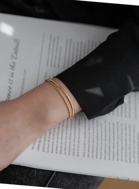 轻奢钛钢双层蛇骨米珠手链女款