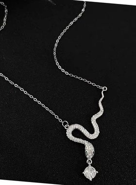 小众轻奢镶钻灵蛇钛钢锁骨链女款