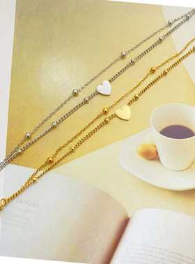 钛钢爱心转运珠手链女小众叠戴